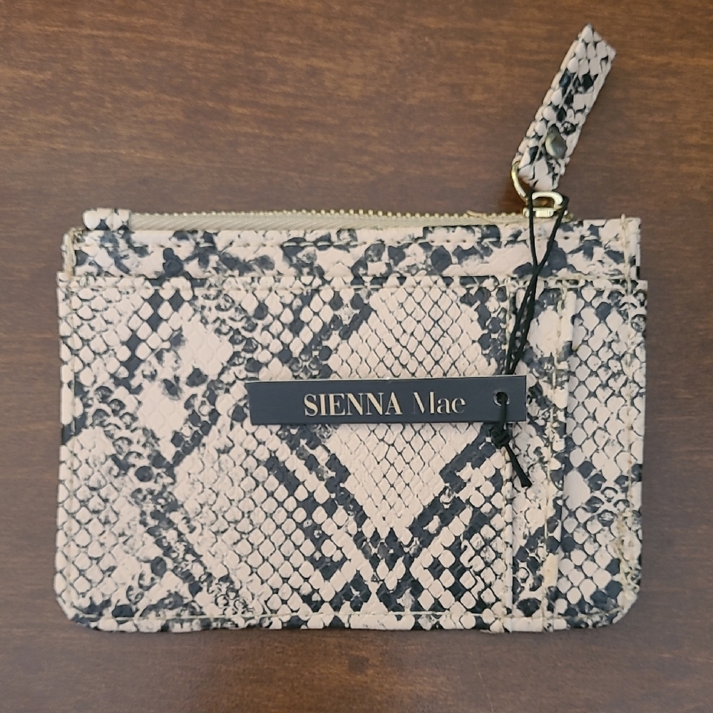 Black and Cream Snakeskin Slim Wallet